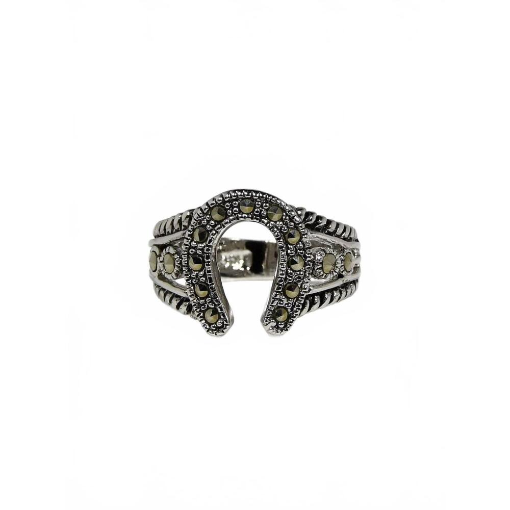 NEW FAIRE horseshoe rhodium plated ring in silver